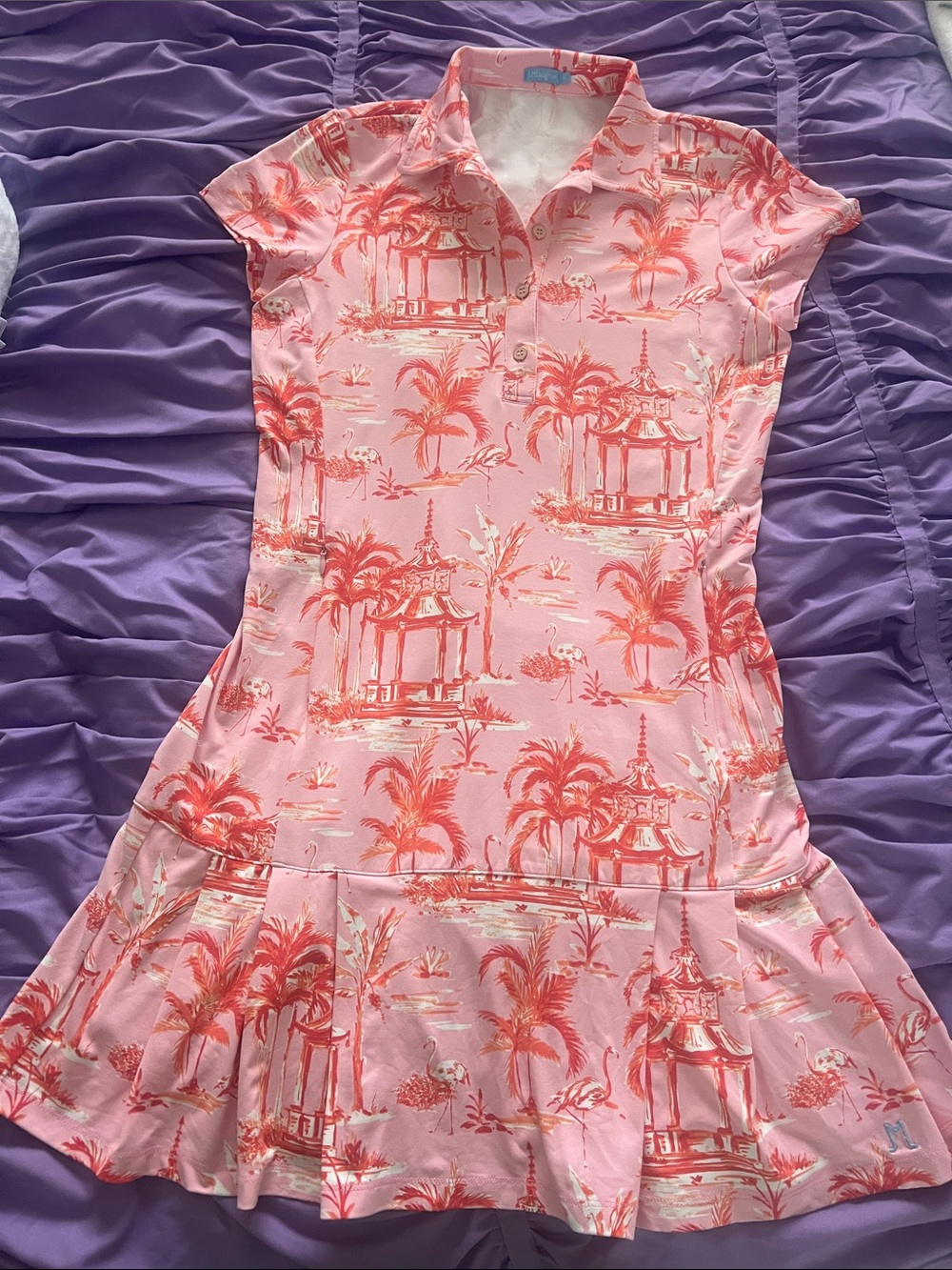 J.McLaughlin Dorte Dress pink / orange tropical print Catalina cloth sz S